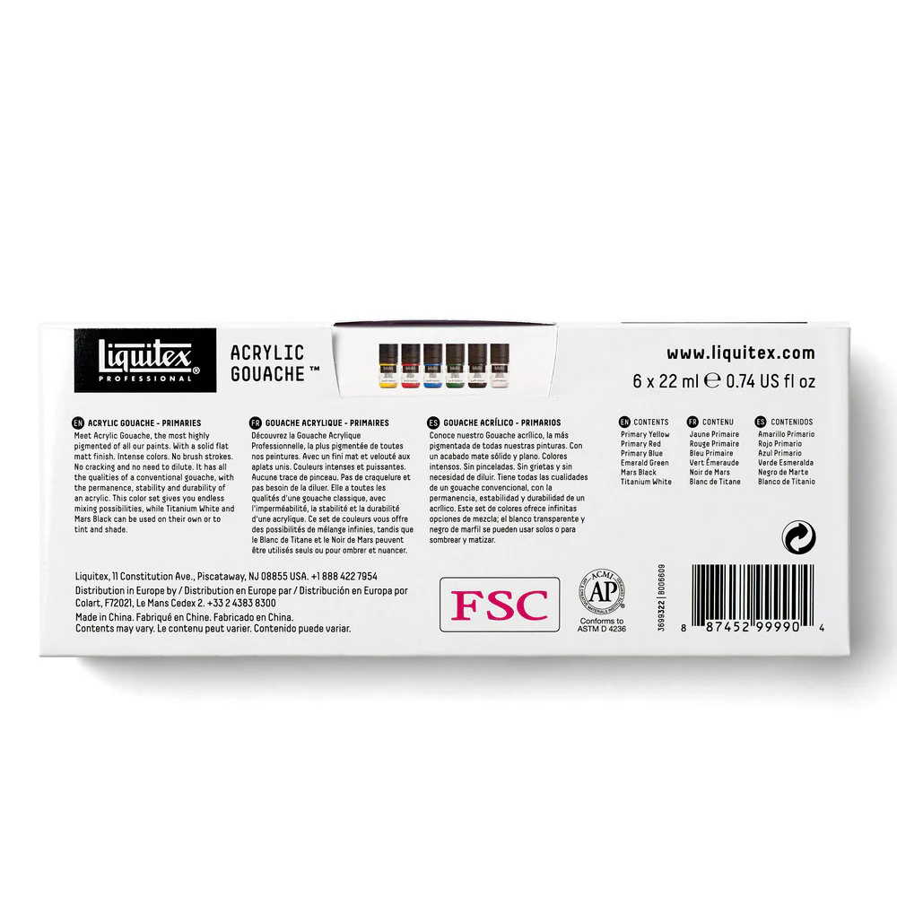 Acrylic Gouache Set - 6x22ml - Primaries - Image 7