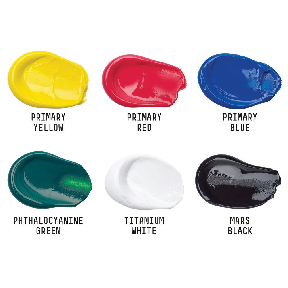 Basics Acrylic Primary Colours Set - 6x22ml - Image 2
